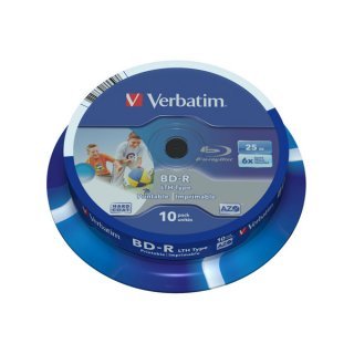 Blu-ray BD-R LTH SL LTH 25GB 6X Verbatim Wide Printable Spindle 10 uds